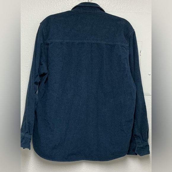 Grizzly Mountain Men's Blue Heavyweight Cotton Flannel Button Down Shirt Jacket - Picture 2 of 4